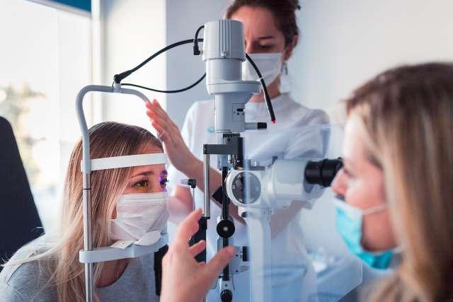 Patient getting an eye exam